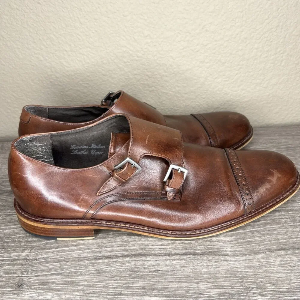 Joseph Abboud Men’s Brown Leather Double Monk Strap Shoe 11 Glenn